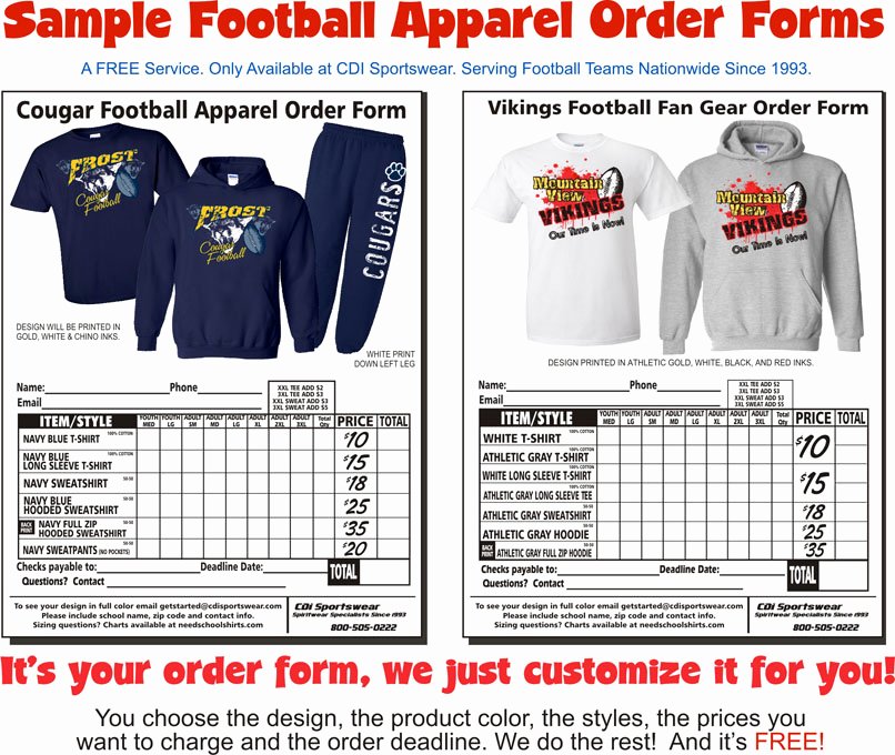 Baseball Uniform order form Template Best Of First Down Pack