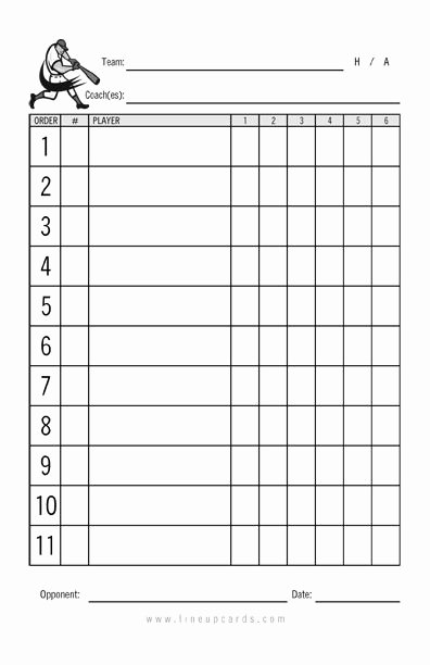 Baseball Uniform order form Template Unique Custom Recreational Baseball League Lineup Cards