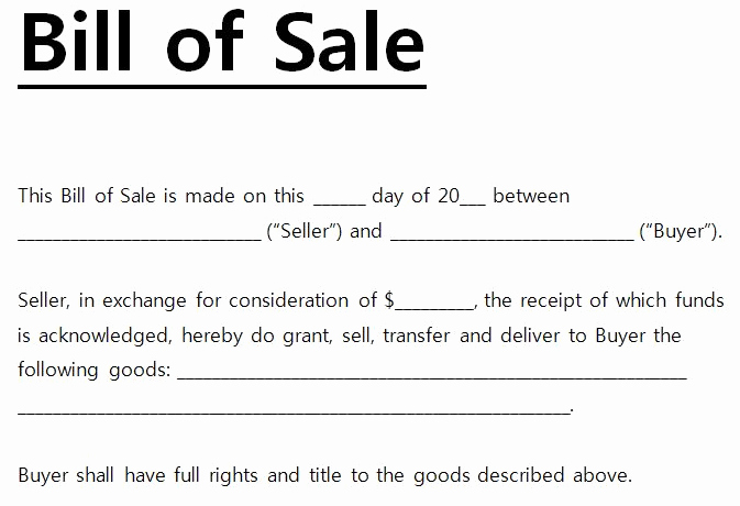 Basic Bill Of Sale Best Of Free Printable Bill Of Sale Templates form Generic