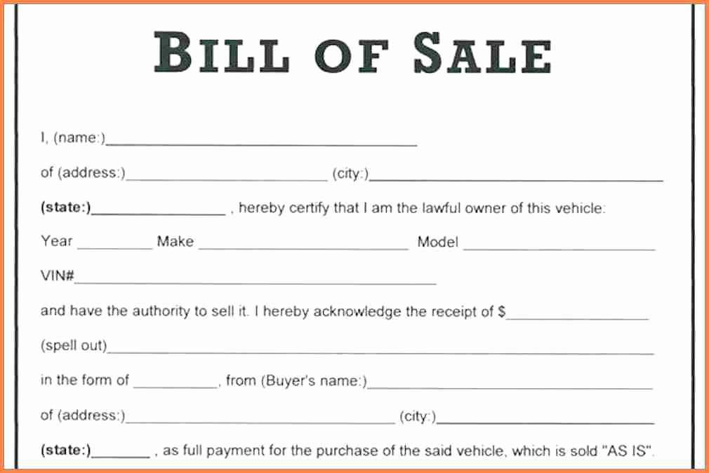 Basic Bill Of Sale Inspirational 14 Simple Bill Of Sale for Vehicle