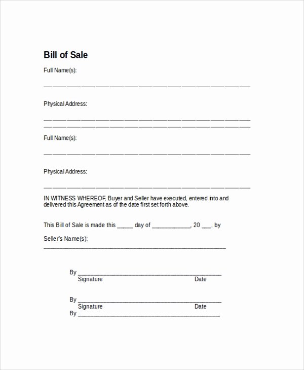 Basic Bill Of Sale Luxury Sample Bill Of Sale form 9 Examples In Pdf Word