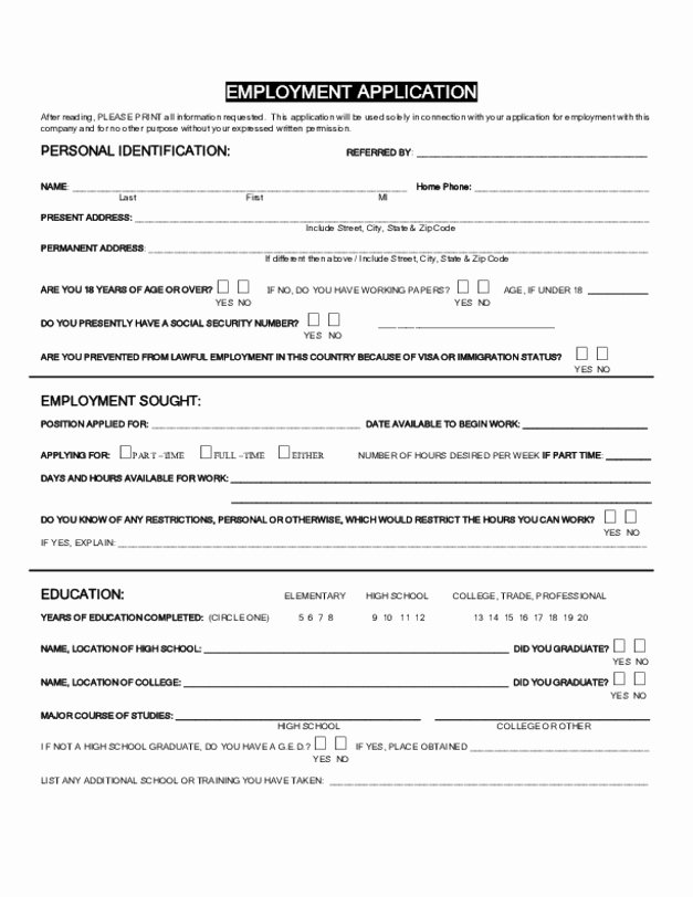 Basic Job Application Beautiful Blank Job Application form Samples Download Free forms