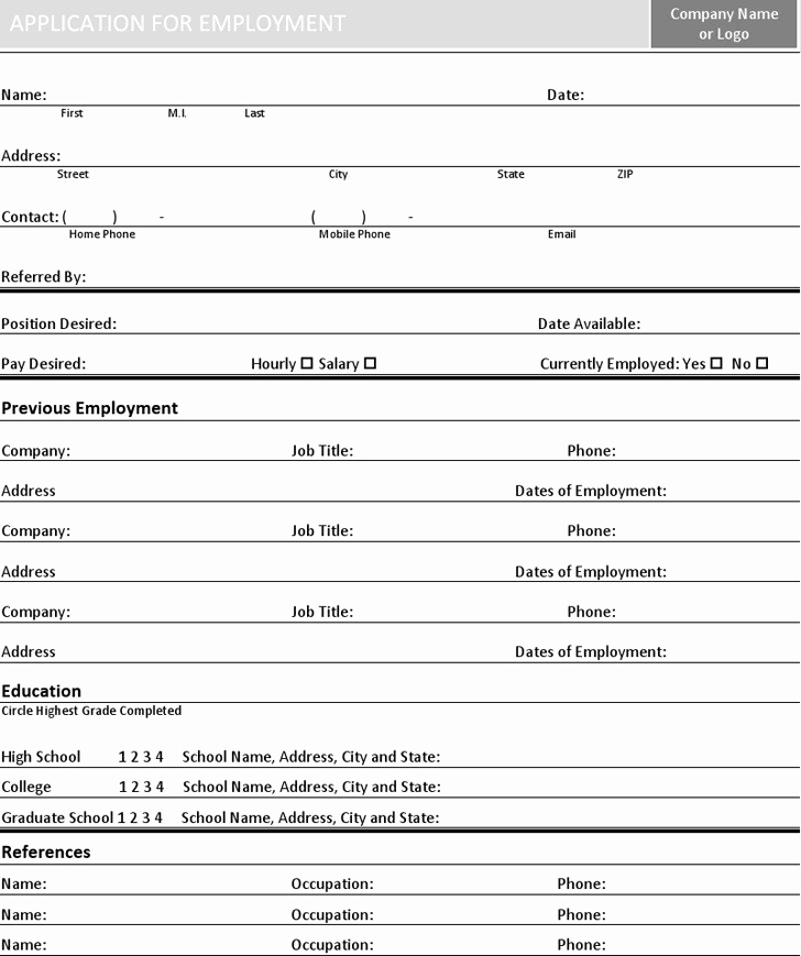 Basic Job Application Best Of Basic Job Application Template Free Download