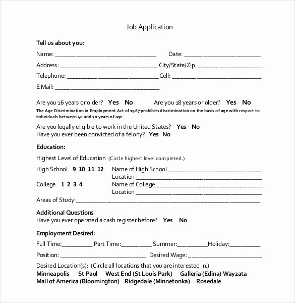 Basic Job Application Fresh 21 Employment Application Templates Pdf Doc