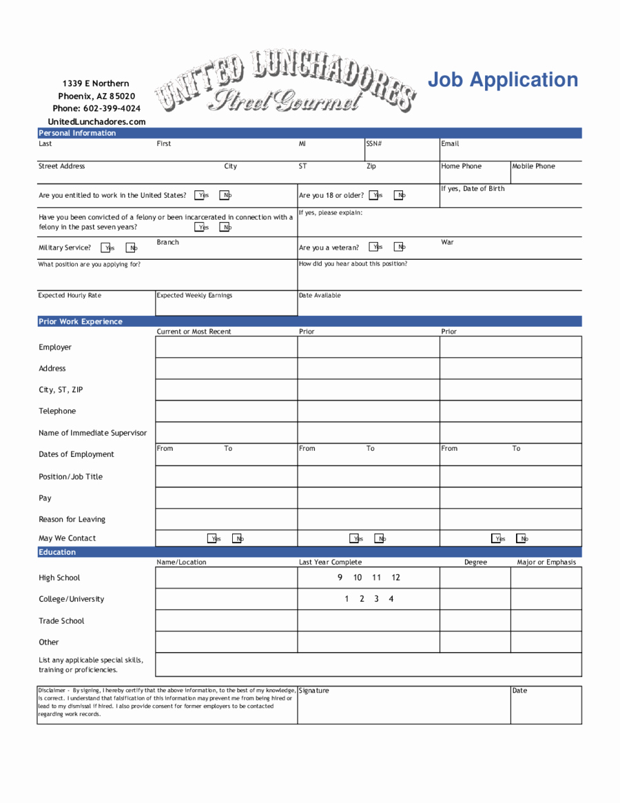 Basic Job Application Fresh Job Application form Free Printale Templates In Pdf