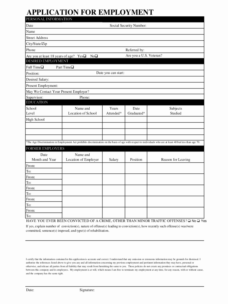 Basic Job Application Inspirational 2019 Basic Job Application form Fillable Printable Pdf