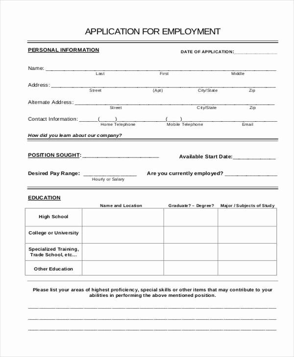 Basic Job Application Inspirational Basic Application forms