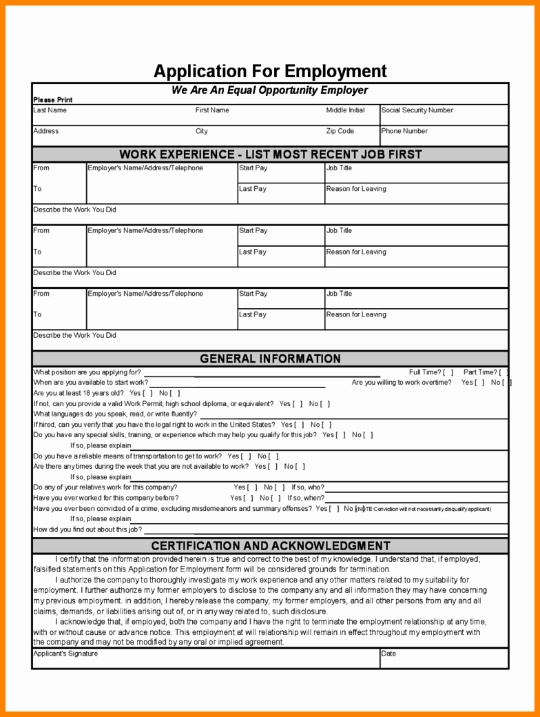 Basic Job Application Luxury Basic Job Application form Pdf