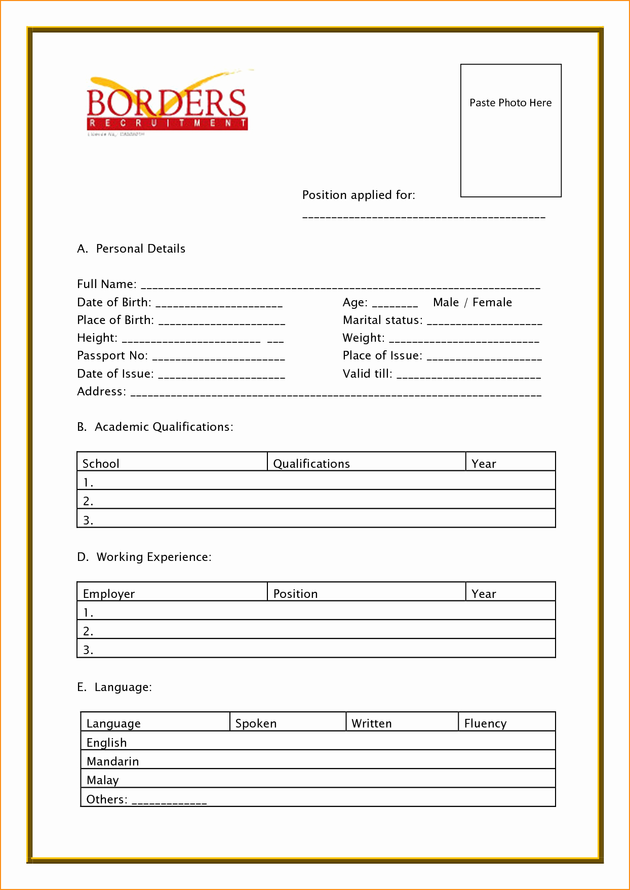 Basic Job Application Unique Basic Job Application form Pdf
