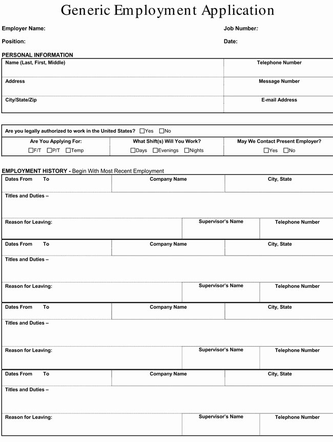 Basic Job Application Unique Basic Job Application Printable Pdf