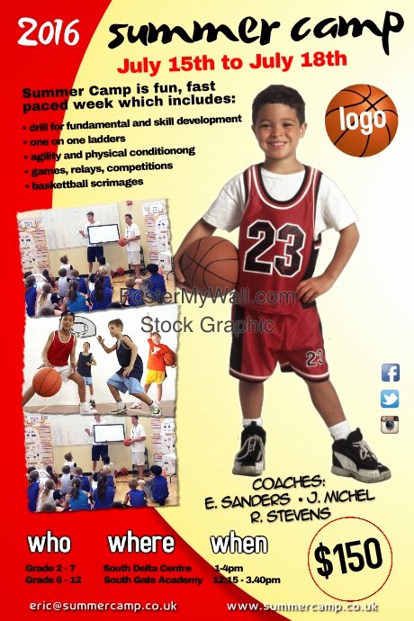 Basketball Camp Flyer Template Elegant Summer Camp Poster Template