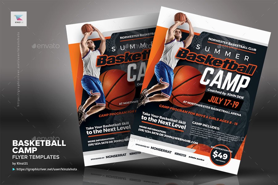 Basketball Camp Flyer Template Unique Basketball Camp Flyer Templates by Kinzishots