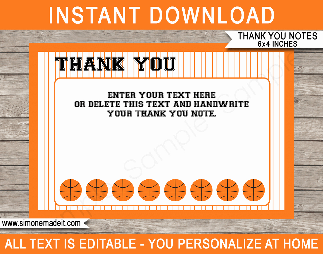 Basketball Card Template Lovely Printable Basketball Party Thank You Cards