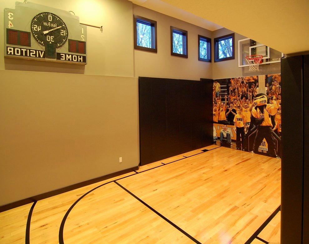 Basketball Half Court Rug Awesome Ki Basketball Score Home Gym Modern with Natural Wood Oak