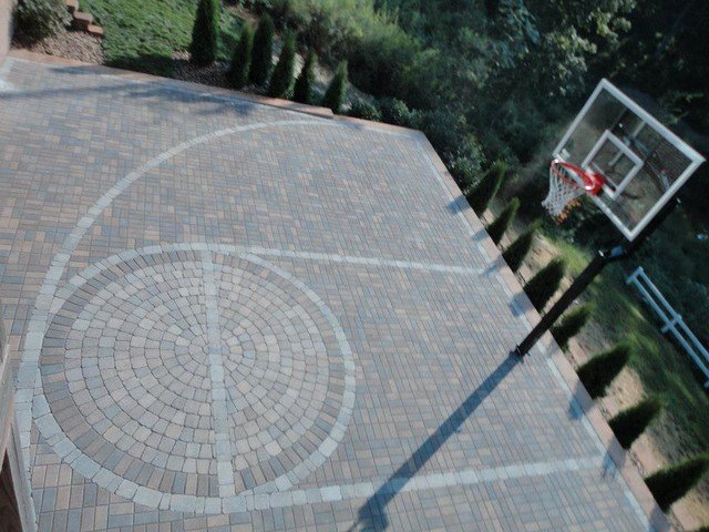 Basketball Half Court Rug Elegant Paver Basketball Court Modern Other by Wildwood Land