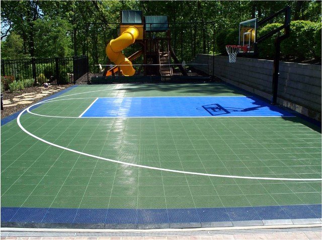 Basketball Half Court Rug Inspirational Backyard Basketball Sport Court Traditional Landscape