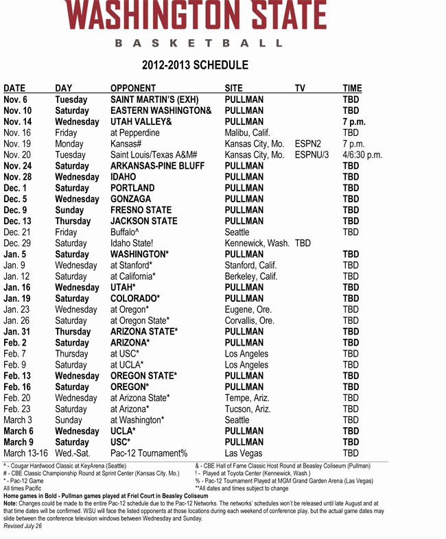 Basketball Practice Schedule Template New Cougars Announce 2012 13 Men’s Basketball Schedule