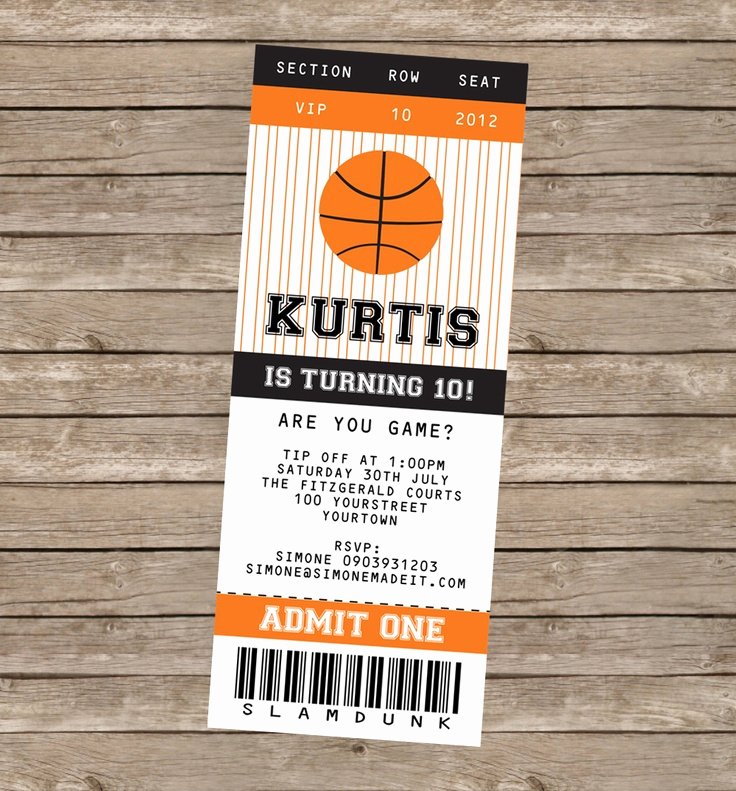 Basketball Ticket Invitation Template Free Elegant Basketball Party Printables Invitations &amp; Decorations