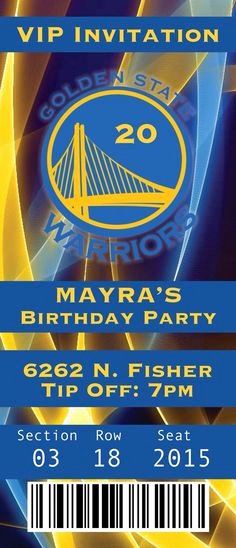 Basketball Ticket Invitation Template Free Lovely Golden State Warriors Nba Birthday Invitation Basketball