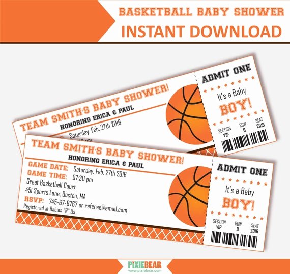 Basketball Ticket Invitation Template Free New Basketball Baby Shower Invitation Baby Shower Invitation for