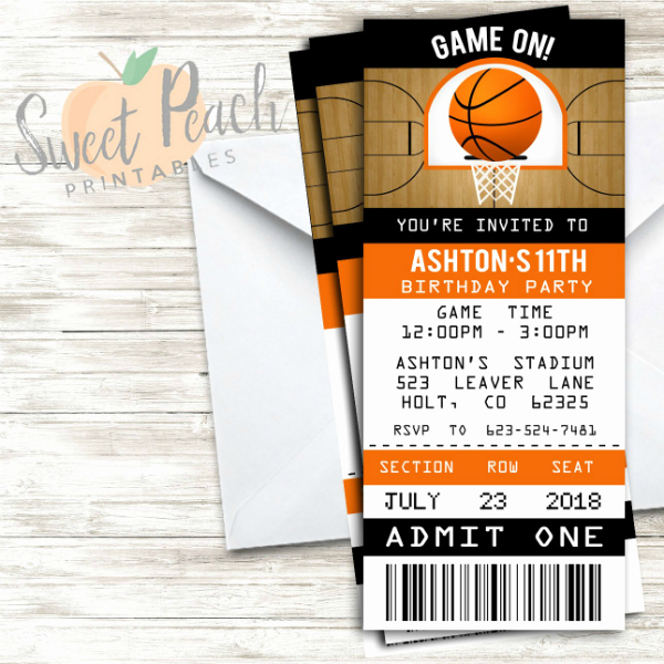 Basketball Ticket Template Awesome 12 Basketball Ticket Invitation Card Designs &amp; Templates