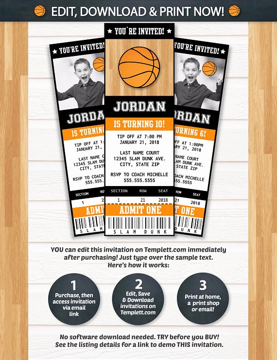 Basketball Ticket Template Beautiful Basketball Invitations Basketball Ticket Invitation