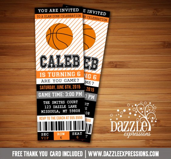 Basketball Ticket Template Elegant Printable Basketball Ticket Birthday Invitation Sports