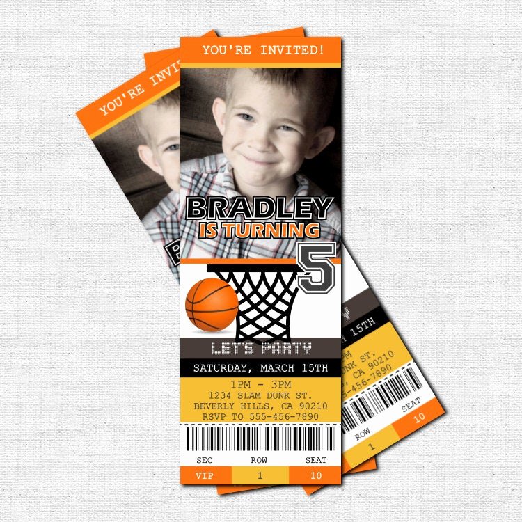 Basketball Ticket Template Inspirational Basketball Ticket Invitations Birthday Party Print by