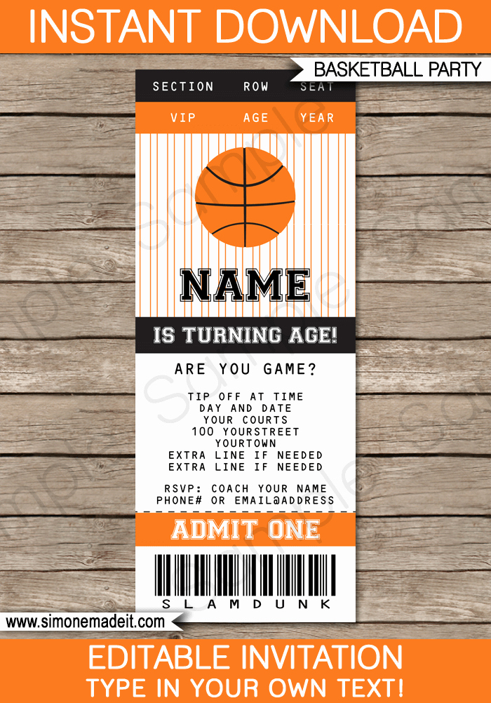 Basketball Ticket Template Lovely Basketball Ticket Invitation Template