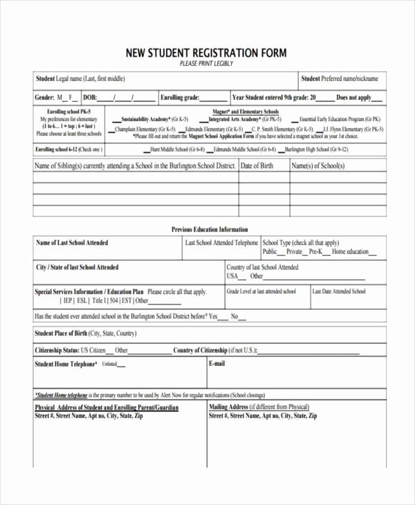 Basketball tournament Registration form Template Beautiful 7 Student Registration form Samples Free Sample