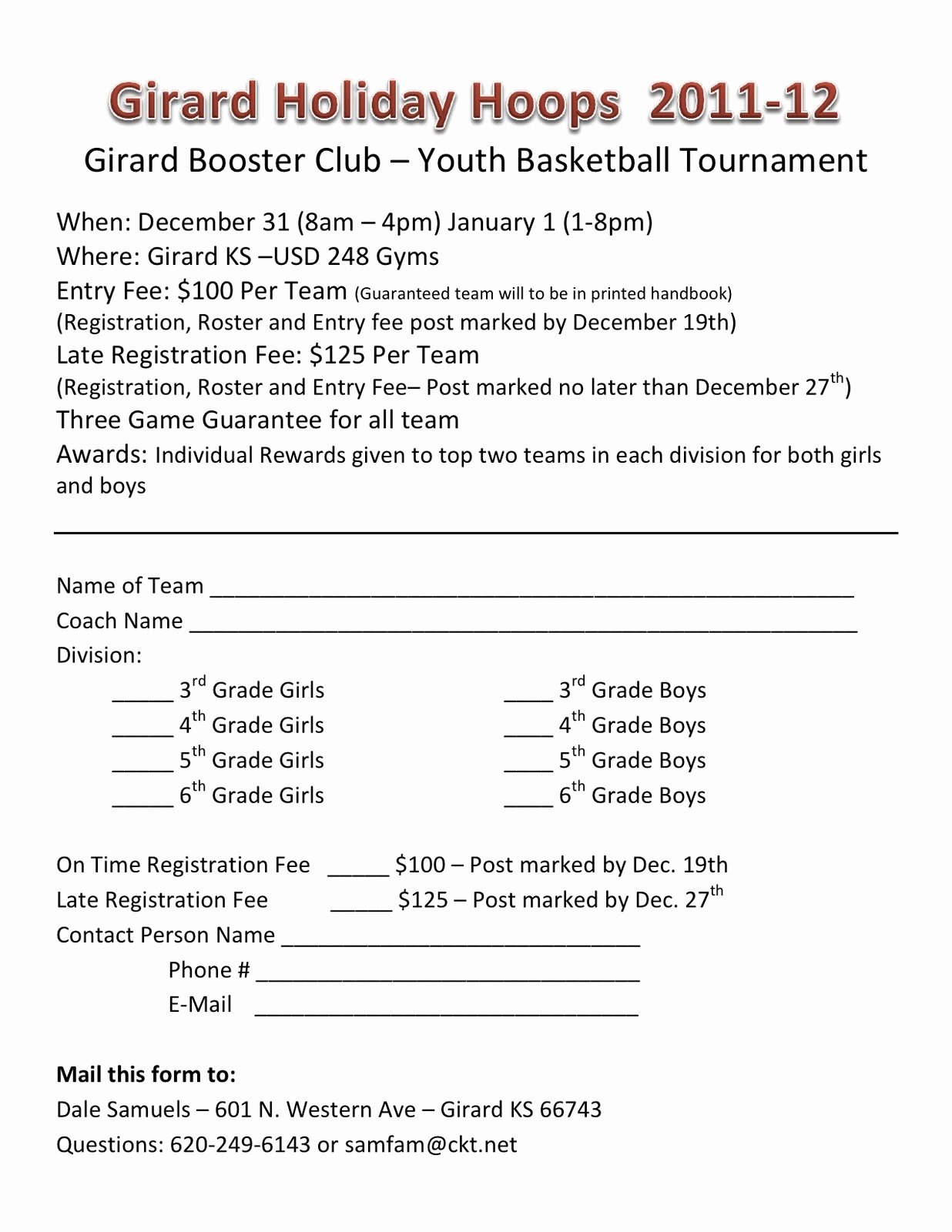 Basketball tournament Registration form Template Beautiful Ghs Booster Club Holiday Hoops