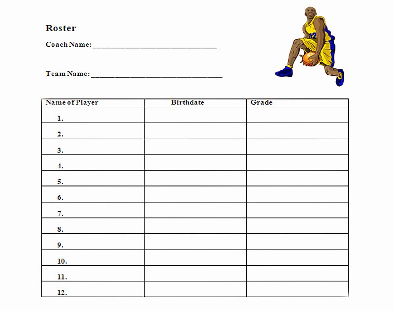 Basketball tournament Registration form Template Elegant 30 Of Basketball Roster forms Template