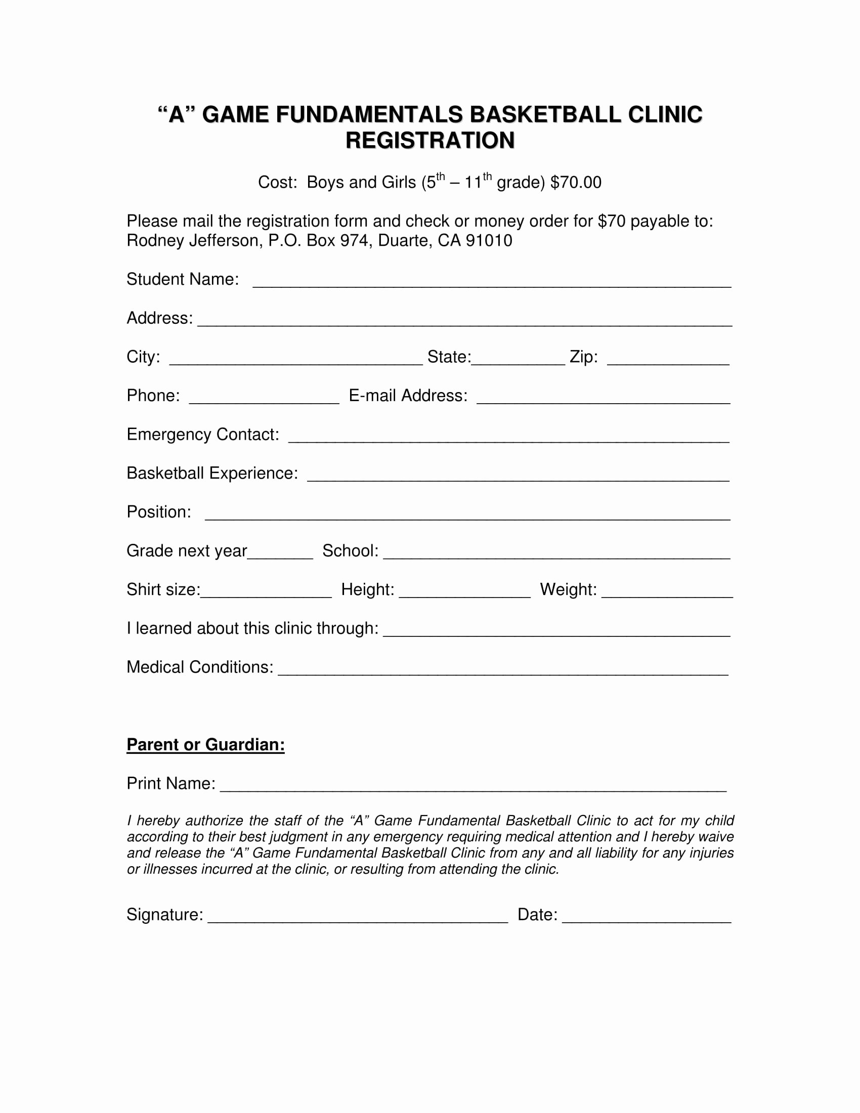 Basketball tournament Registration form Template Fresh 10 Basketball Registration form Samples