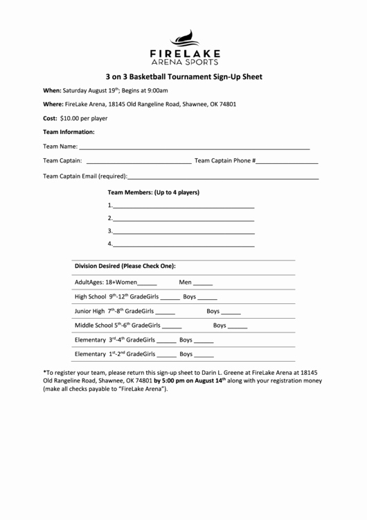 Basketball tournament Registration form Template Lovely 3 3 Basketball tournament Sign Up Sheet Printable Pdf