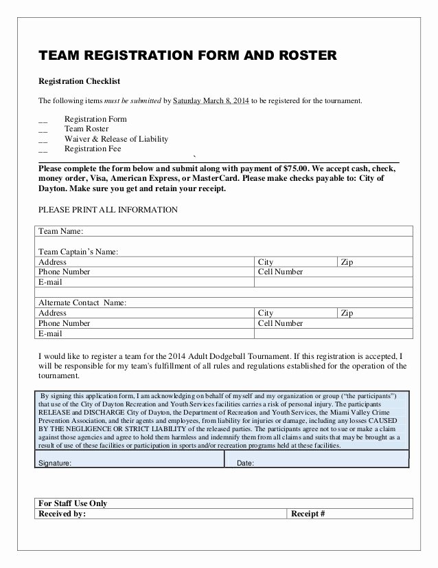 Basketball tournament Registration form Template Luxury Dodgeball tournament Packet 2014