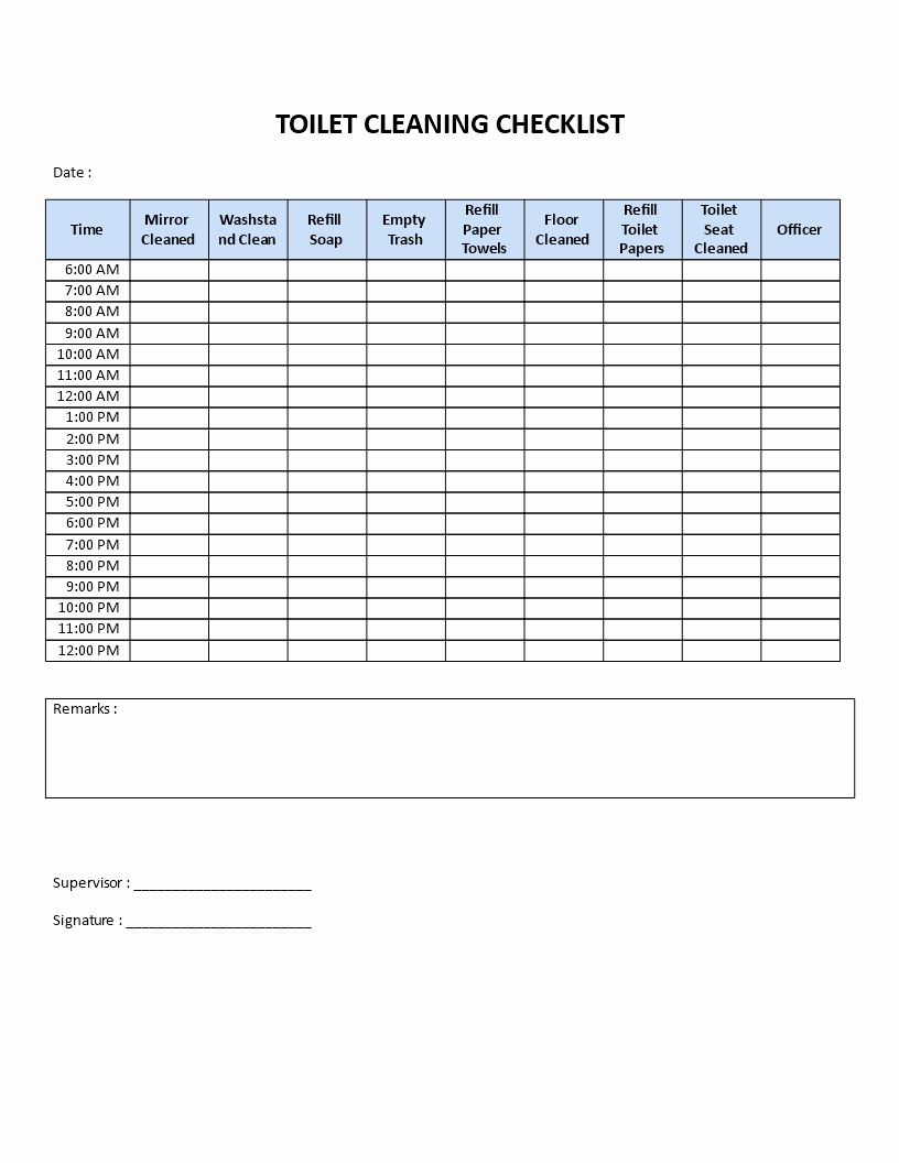 Bathroom Cleaning Checklist Template Best Of Free Public Restroom Cleaning Checklist