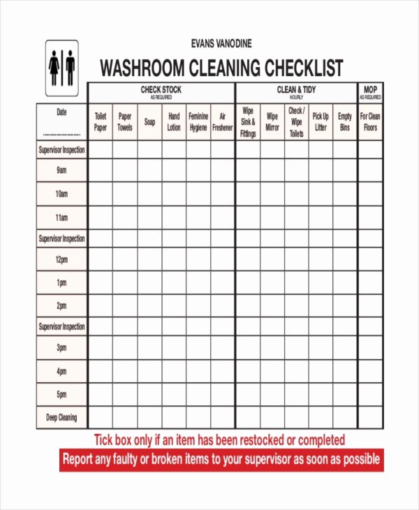 Bathroom Cleaning Checklist Template Best Of Pdf Checklist Hourly Restroom