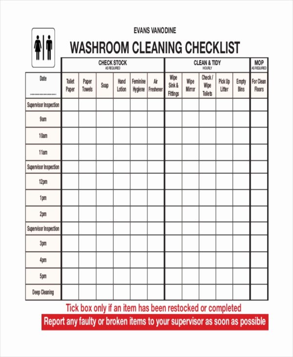 Bathroom Cleaning Checklist Template New 41 Checklist Templates