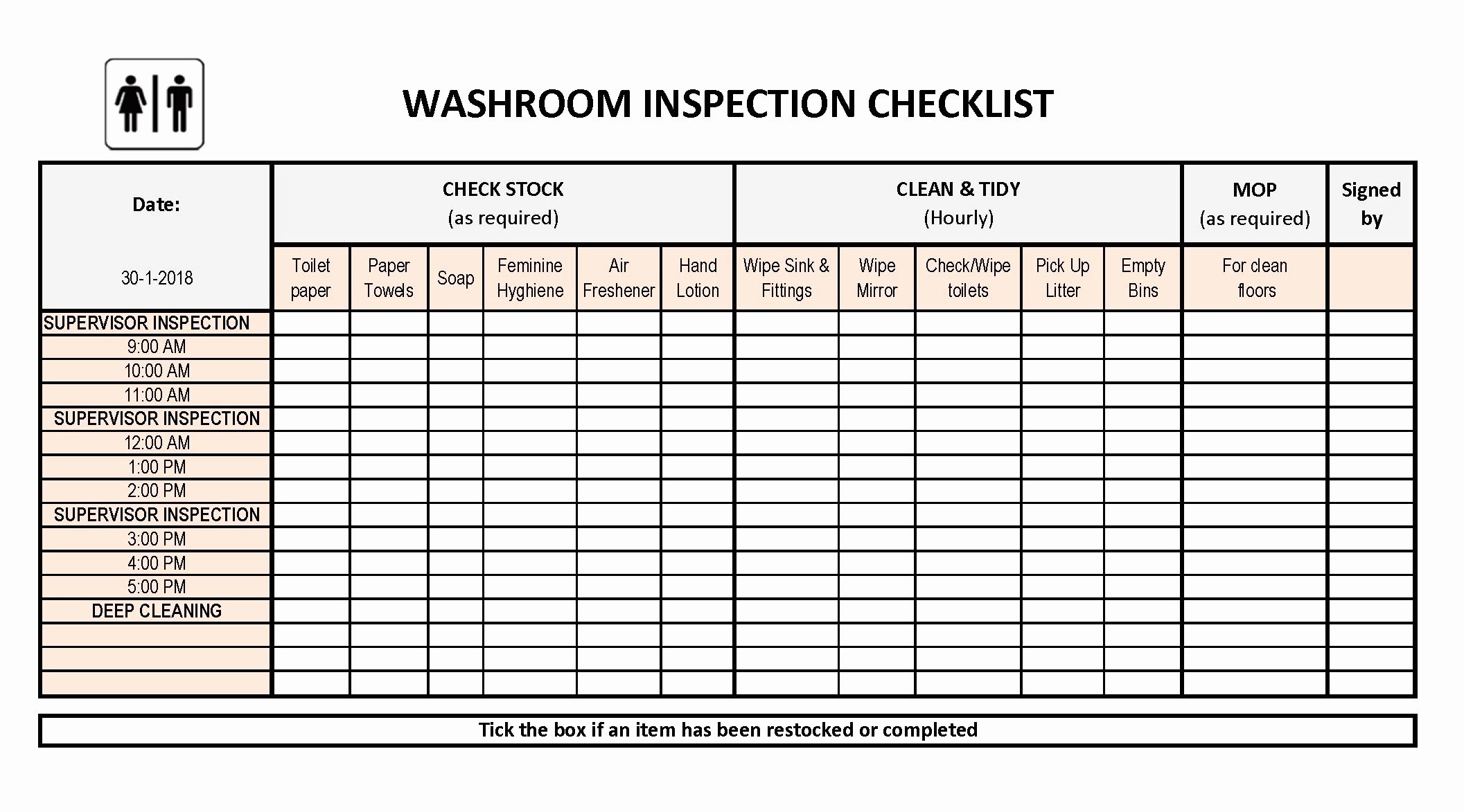 Bathroom Cleaning Checklist Template New Public Restroom Cleaning Checklists