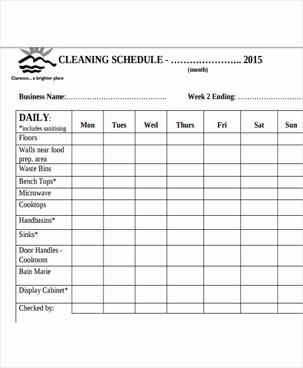 Bathroom Cleaning Checklist Template New Restaurant Cleaning Schedule Templates 14 Free Word Pdf