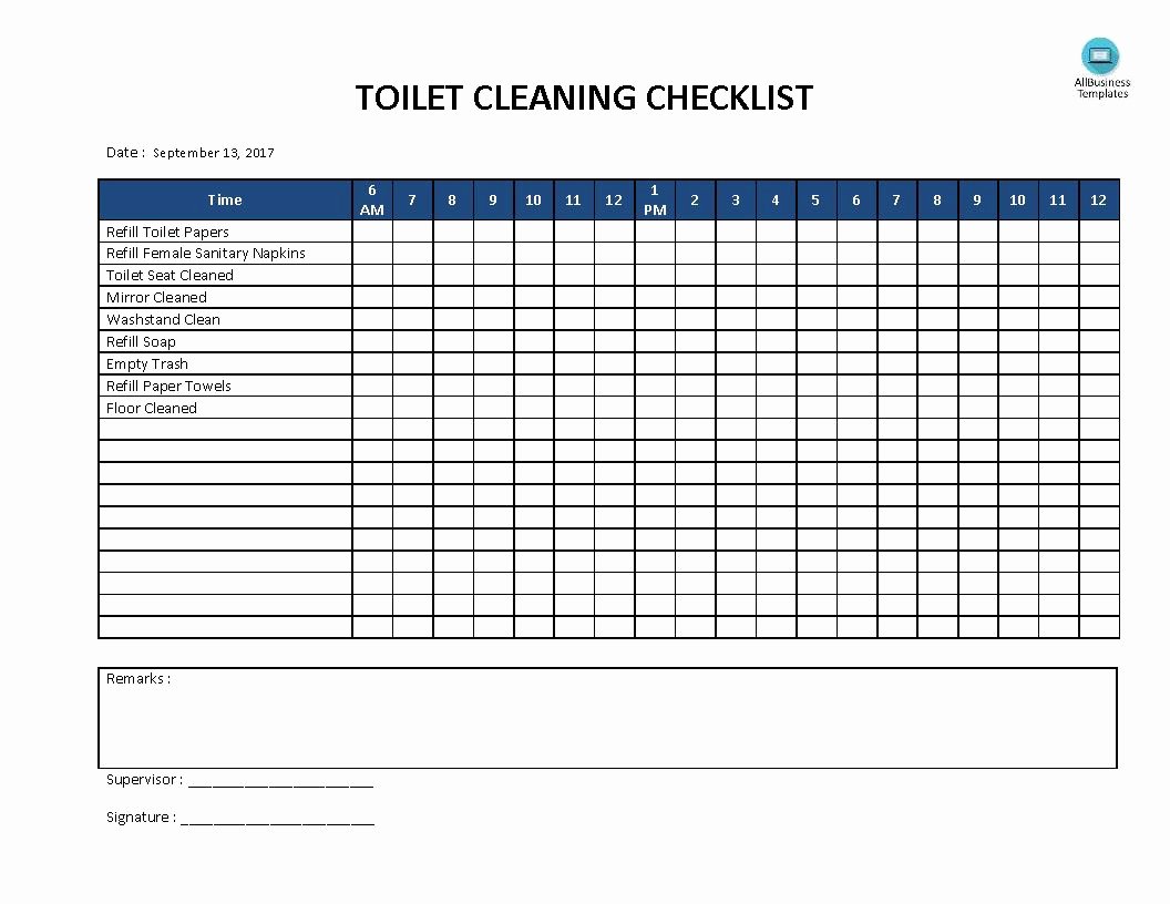 Bathroom Cleaning Checklist Template Unique Free toilet Cleaning Checklist