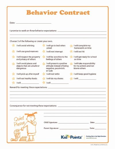 Behavior Plan Template for Elementary Students Inspirational Behavior Contract Elementary School