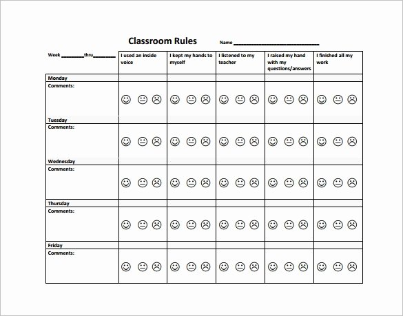 Behavior Plan Template for Elementary Students Lovely Behavior Chart Template