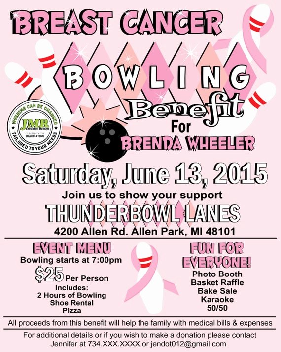 Benefit Flyer Template Unique Breast Cancer Bowling Benefit Flyer Fundraiser Flyer Strike