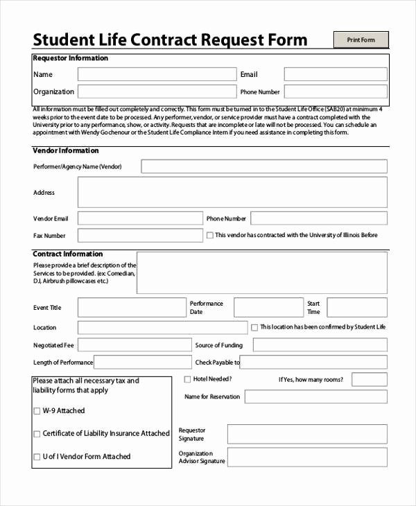 Bid Request form Template Best Of Contract form Templates