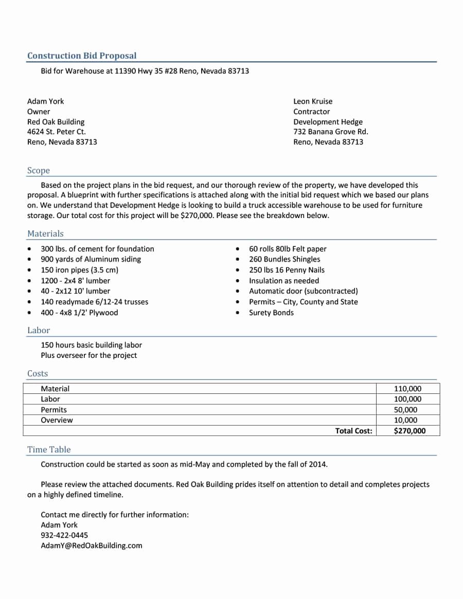 Bid Request form Template Elegant 31 Construction Proposal Template &amp; Construction Bid forms