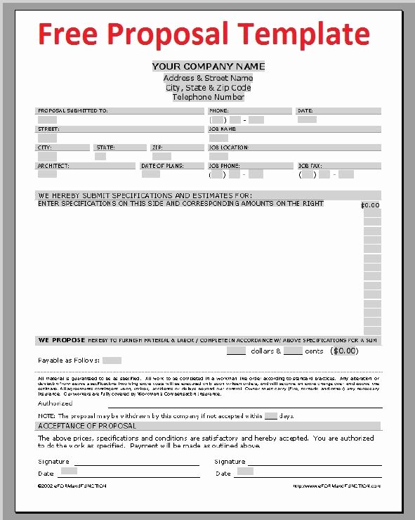 Bid Request form Template Elegant Printable Sample Construction Proposal Template form