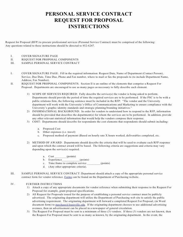 Bid Request form Template Lovely Request for Proposal Instructions and form