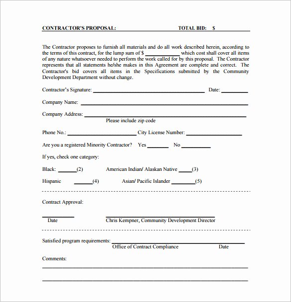 Bid Request form Template New Bid Proposal Template 16 Free Sample Example format