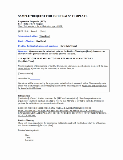 Bid Request form Template Unique Request for Proposal Template Free Download Create Edit